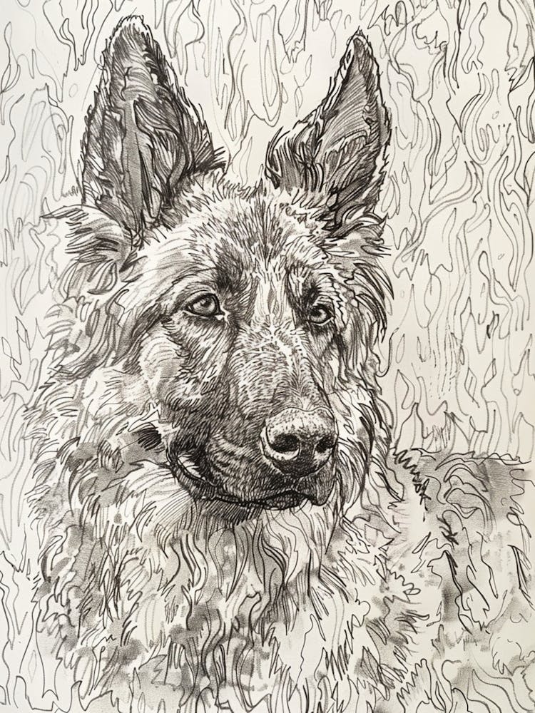 Belgian Tervuren Dog Line Sketch 4