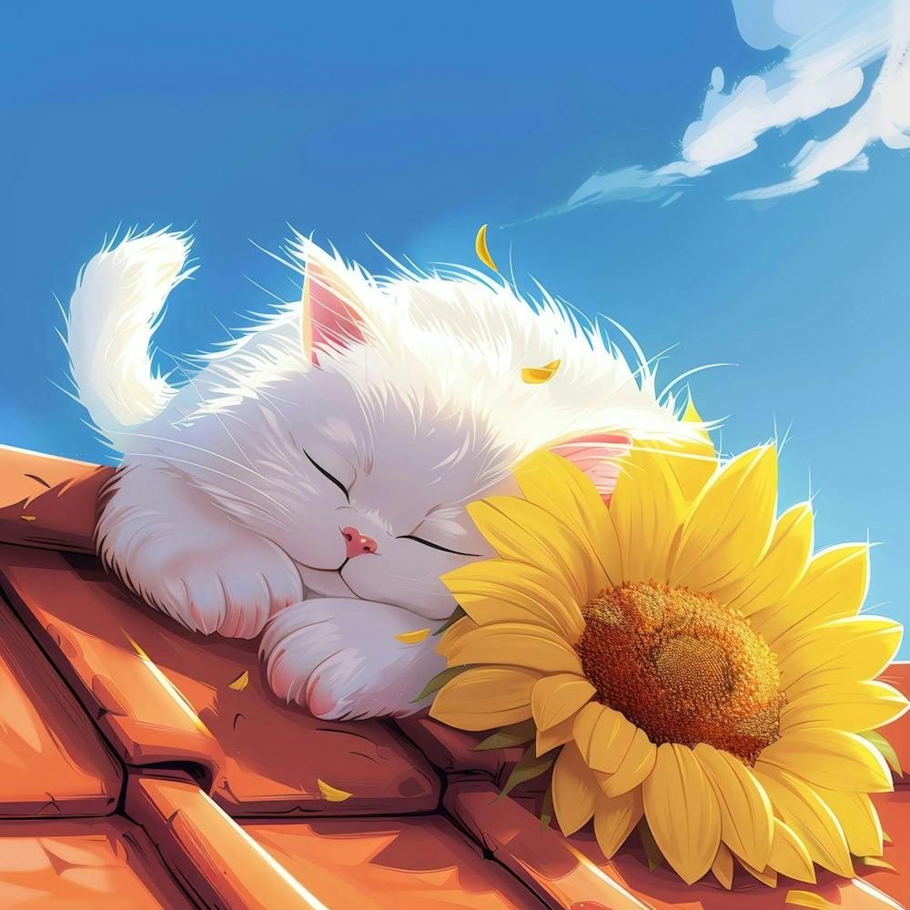 Cat Sleeping On The Roof 1