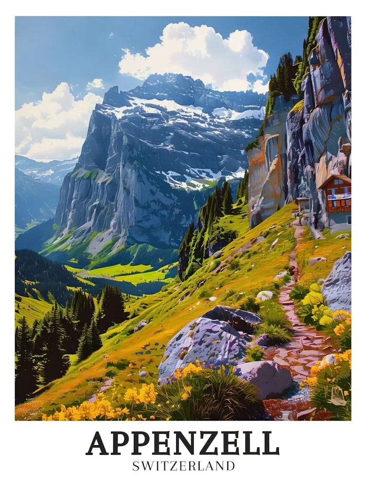 Appenzell Art Appenzell Print Ebenalp Mountain Aescher Poster Appenzell Decor Appenzell Canvas Appenzell Switzerland