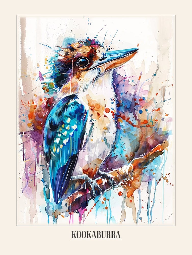 Kookaburra Colourful Watercolour 1 Poster