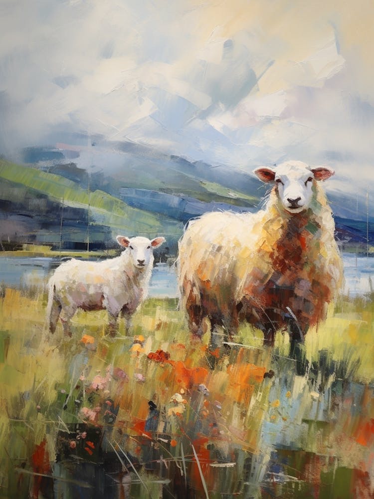 Sheep & Lamb By The Loch Linnhe 2