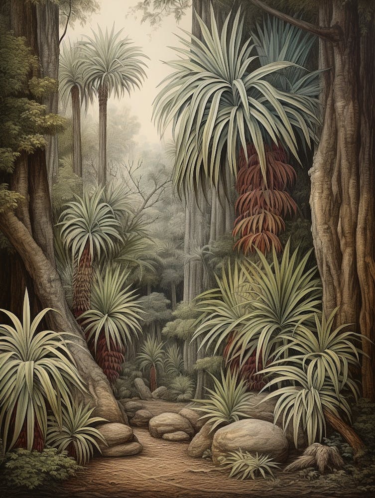 Vintage Jungle Botanical Illustration Pandanus 3