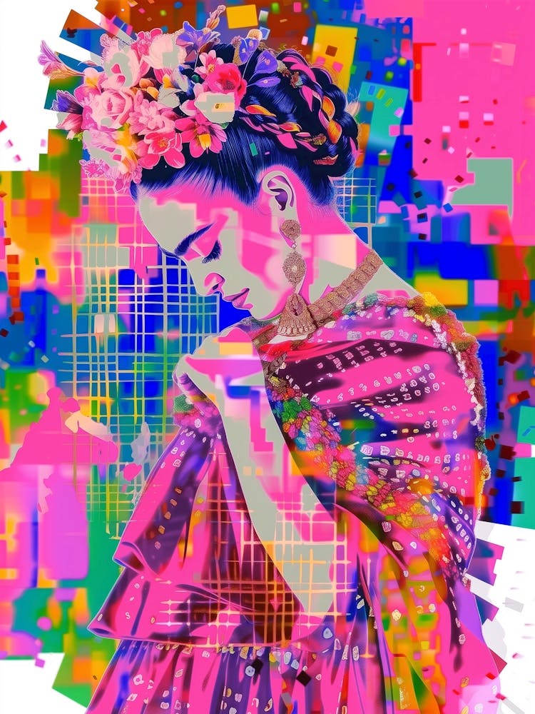 Frida Kahlo, Neon Pop Art Artprint