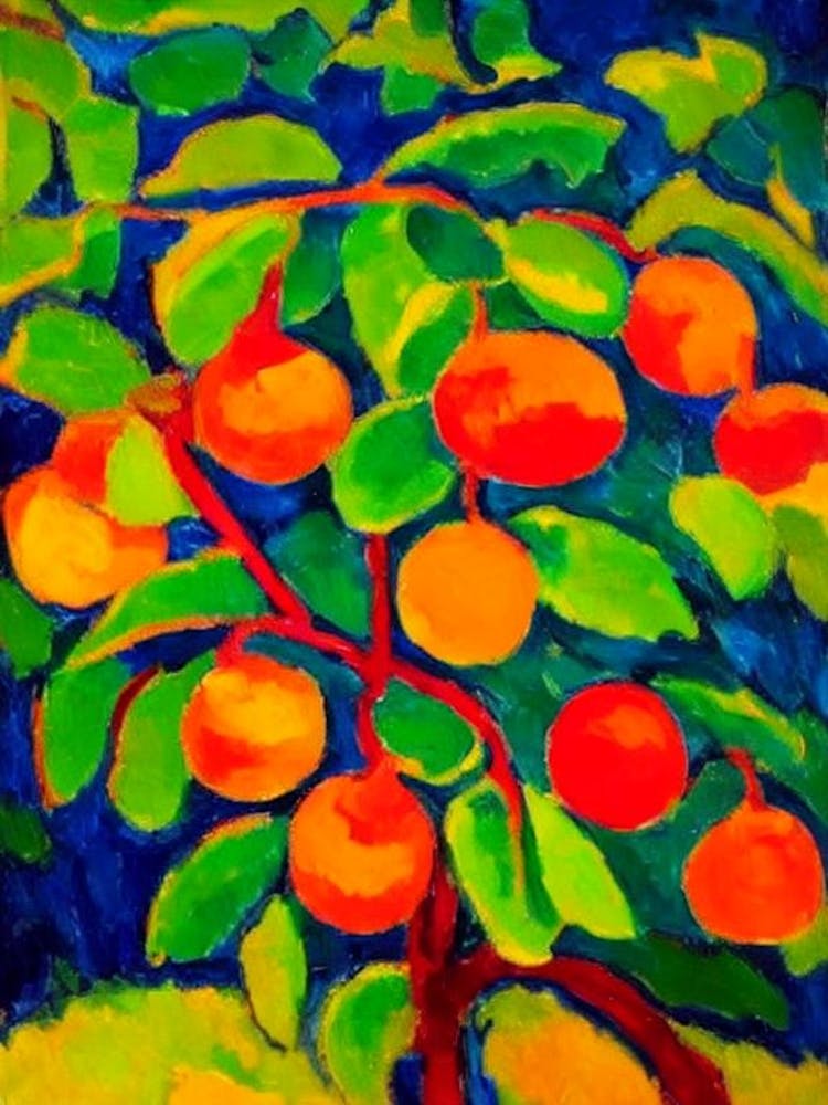 Acerola 3Fruit Vibrant Matisse Inspired Painting Fruit