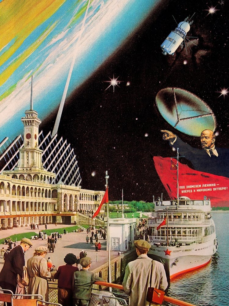 Soviet space & ship, 1970s collage