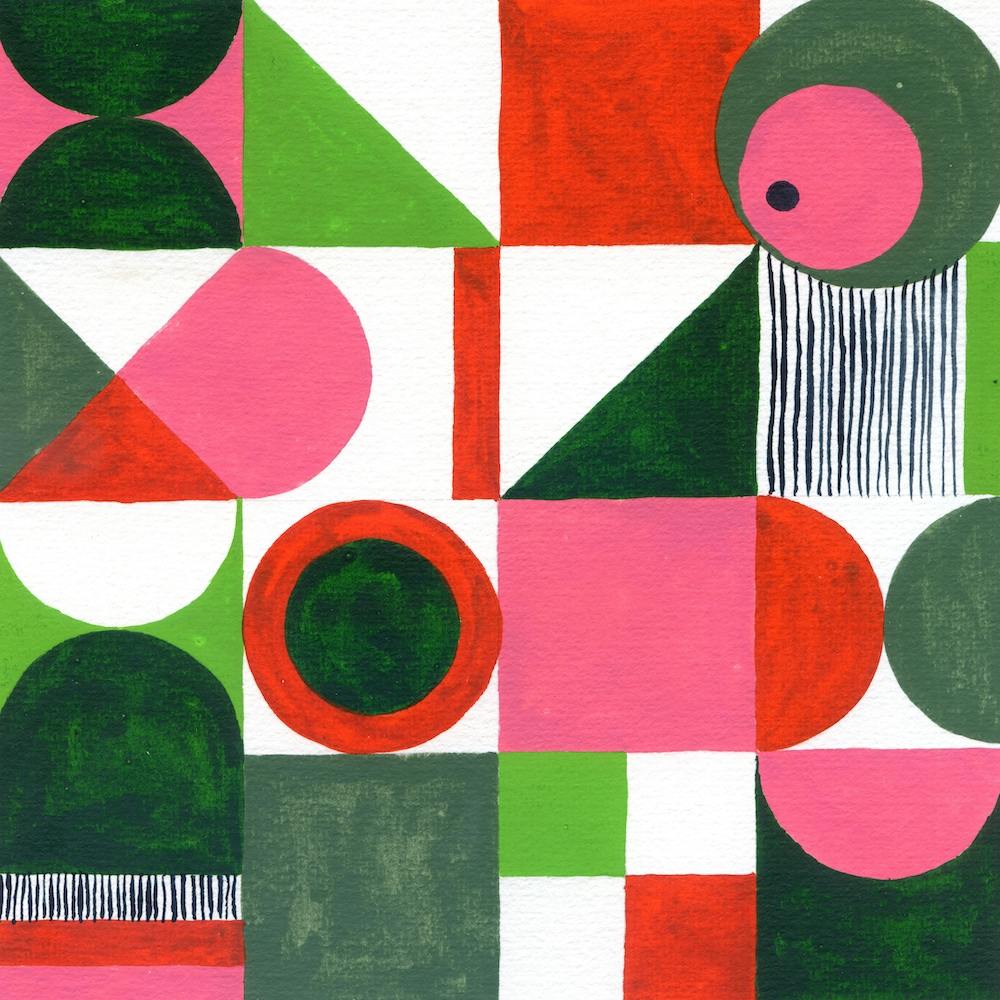 Abstract Painting: Pink-Green