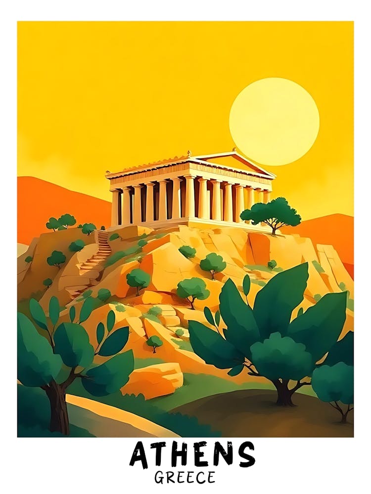 Athens Greece Vintage Travel Poster 2