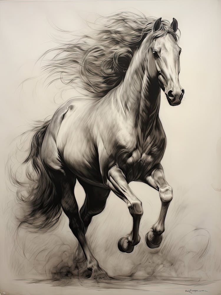 A Horse Painting In The Style Of Grisaille 3