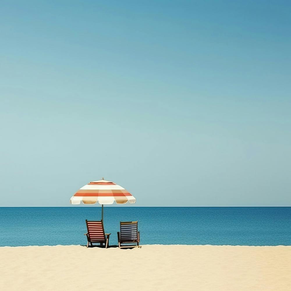 Beach Scene Umbrella And Chairs Summer Photography