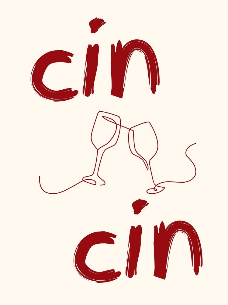 Cin Cin Poster Burgundy