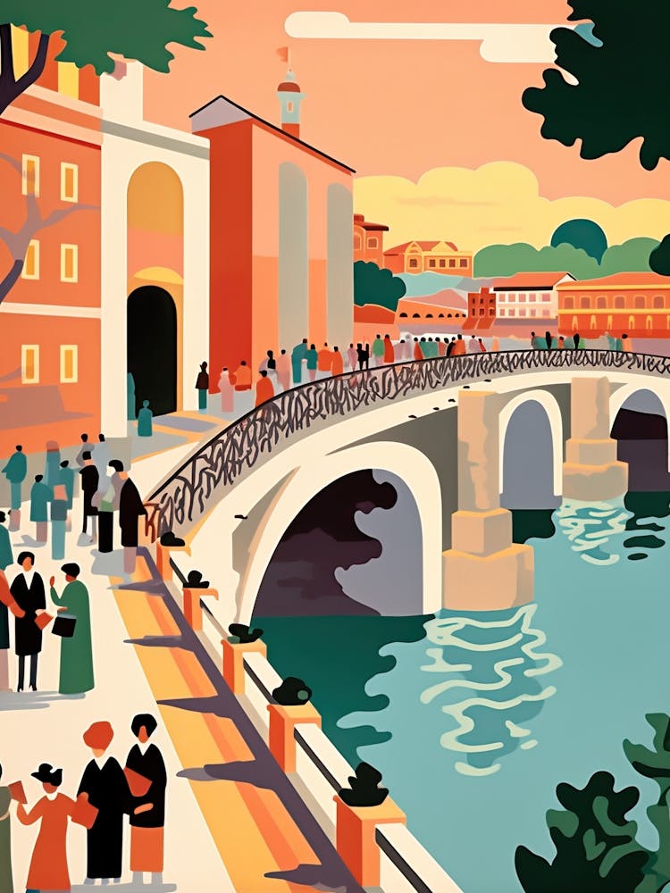 Ponte Sant Angelo, Rome Italie Colorée 2