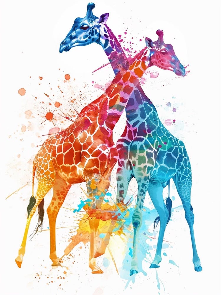Giraffe Pair Watercolour 4