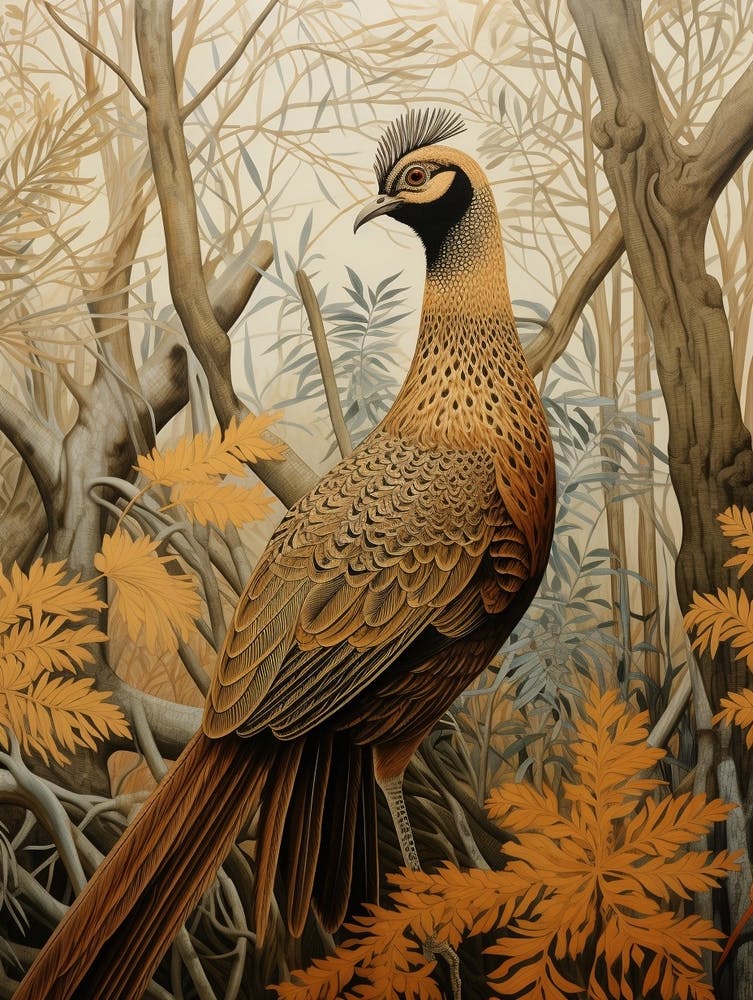 Dark And Moody Botanical Pheasant 3