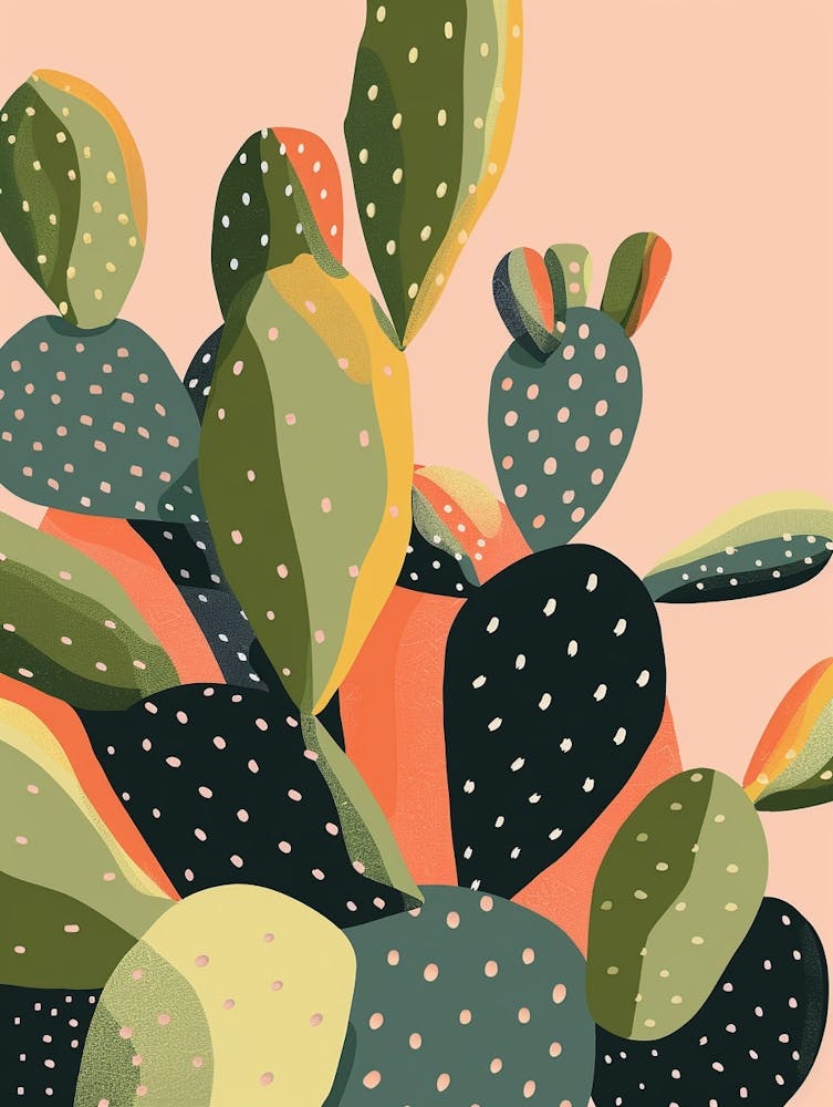 Nopal Cactus Minimalist Abstract Illustration 3
