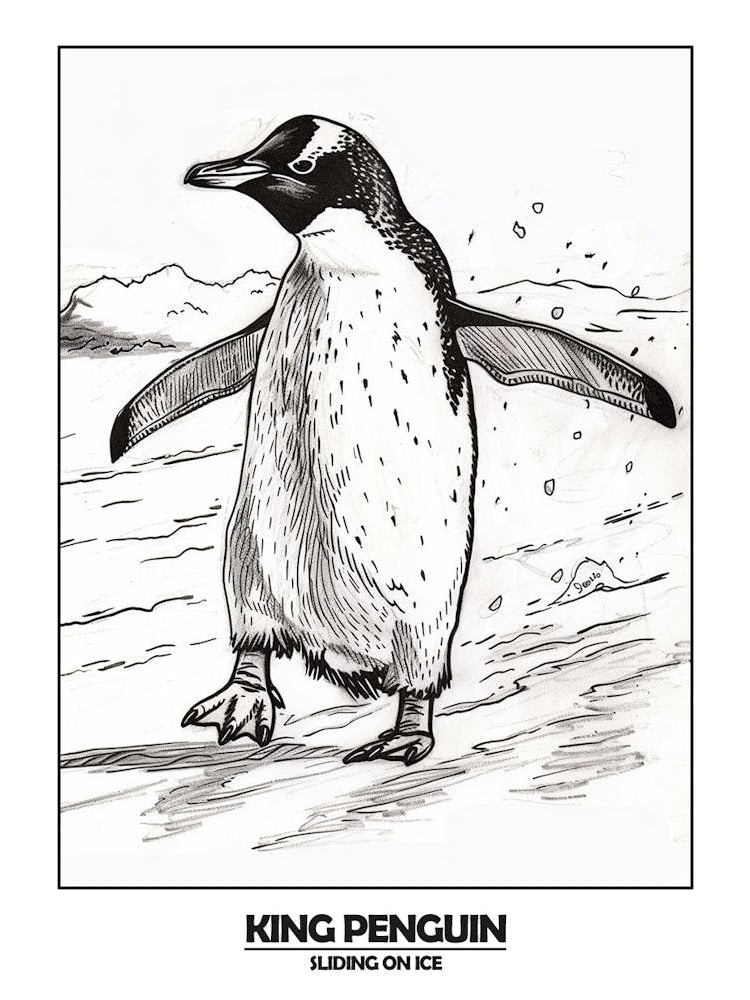 Penguin Sliding On Ice Poster 8
