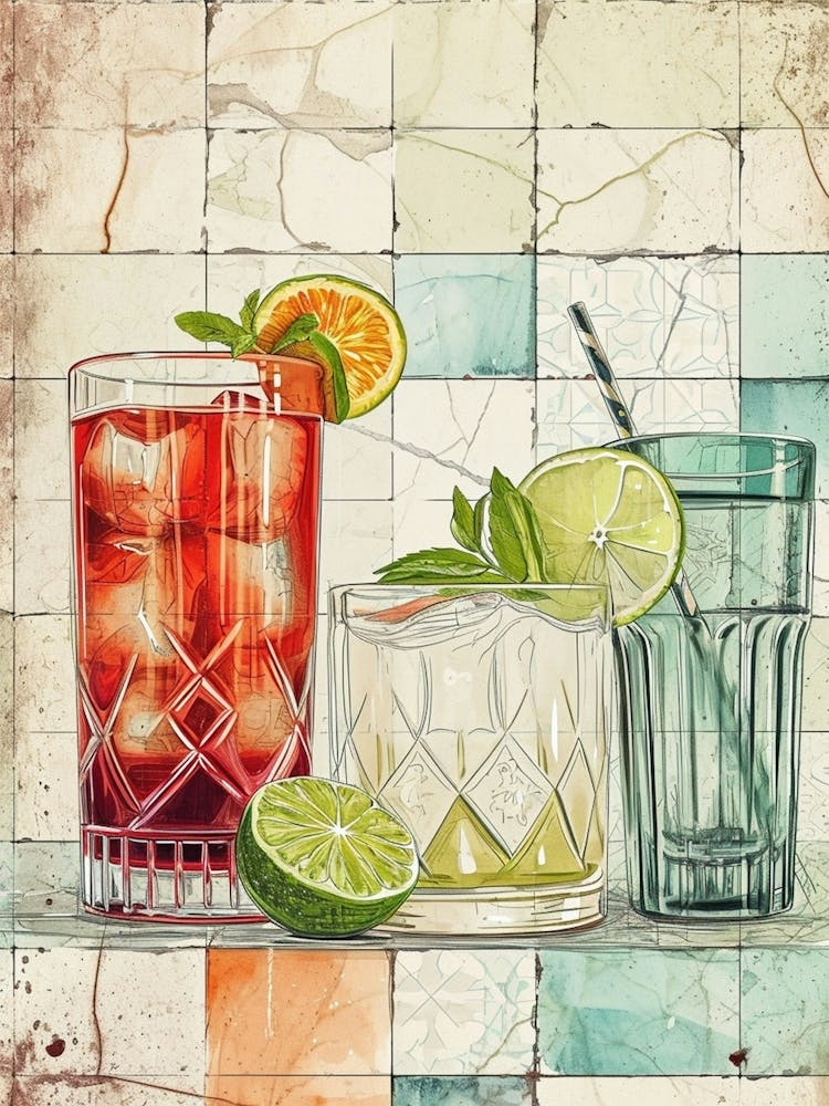 Zesty Cocktail Watercolour Illustration 1