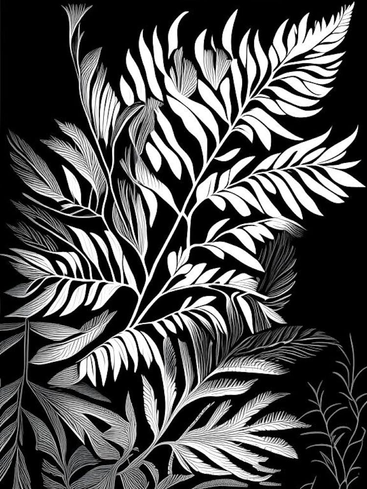 Scotch Broom Leaf Linocut 1