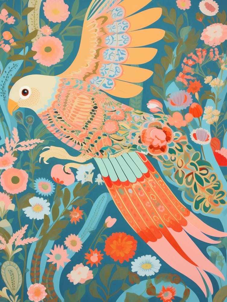Maximalist Bird Painting Budgerigar 3