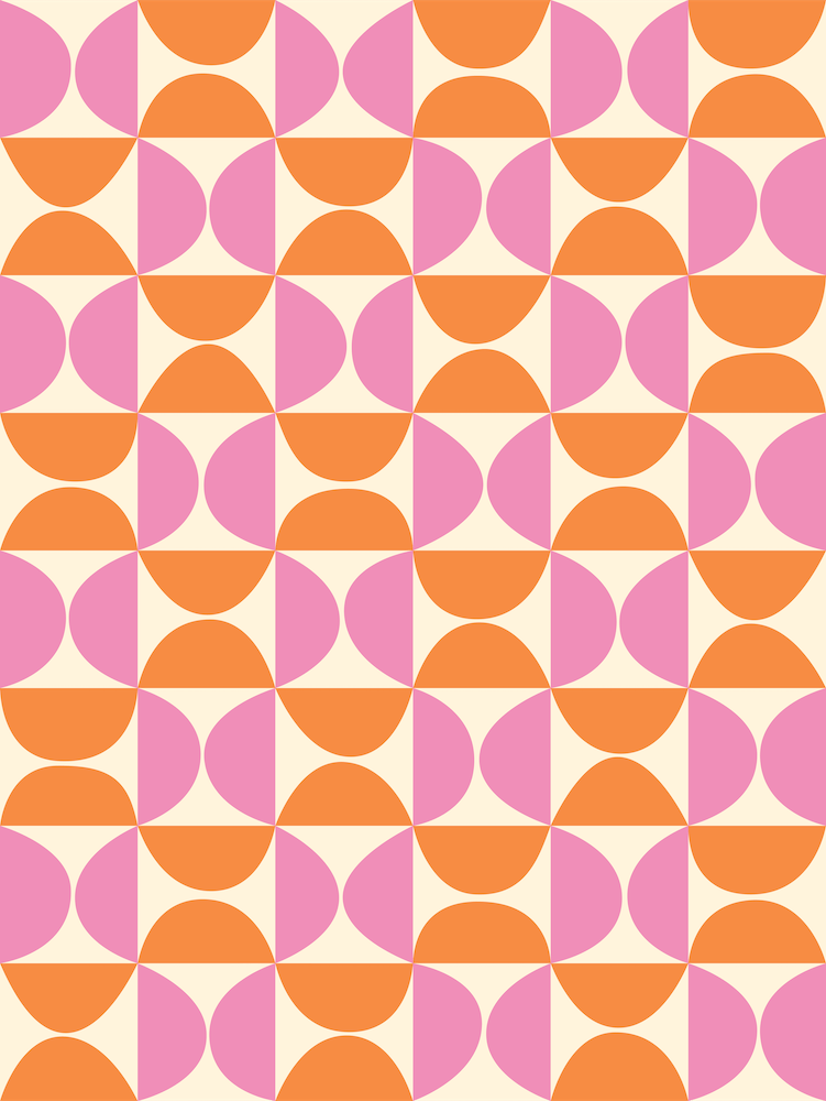 Mid-Century Geometric Pattern in Orange and Pink