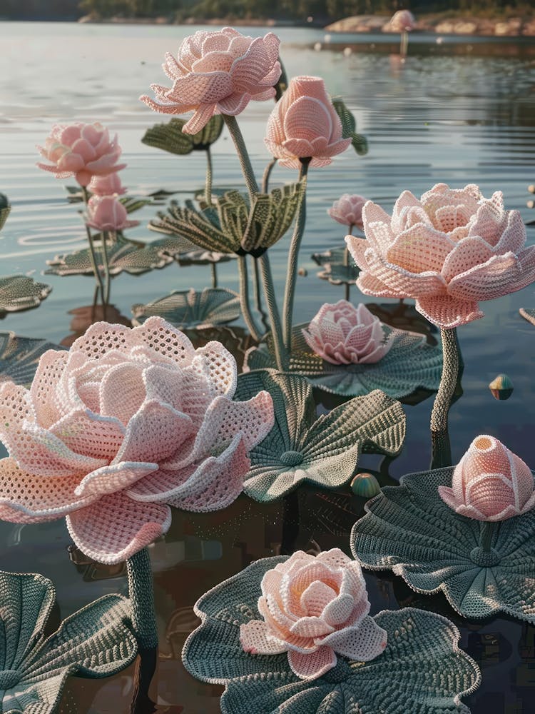 Pink Lotus Knitted In Crochet 3