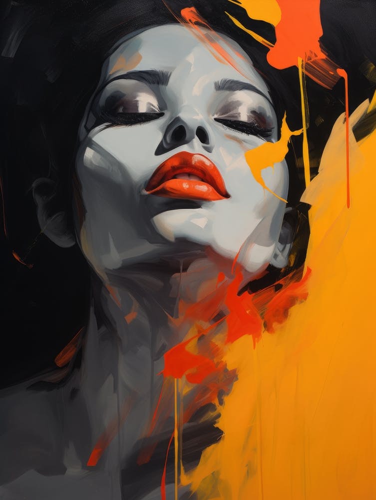 Woman In Orange And Black