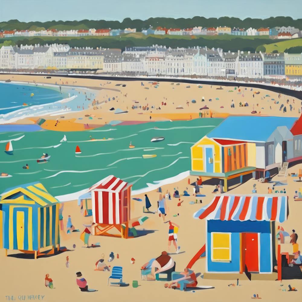 Brighton Beach Series in Style of David Hockney 3