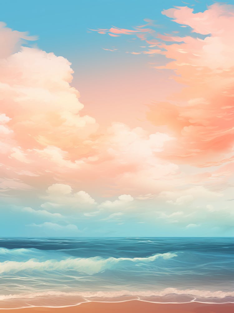A Blue Ocean And Beach At Sunset With Waves Pink Photography 1