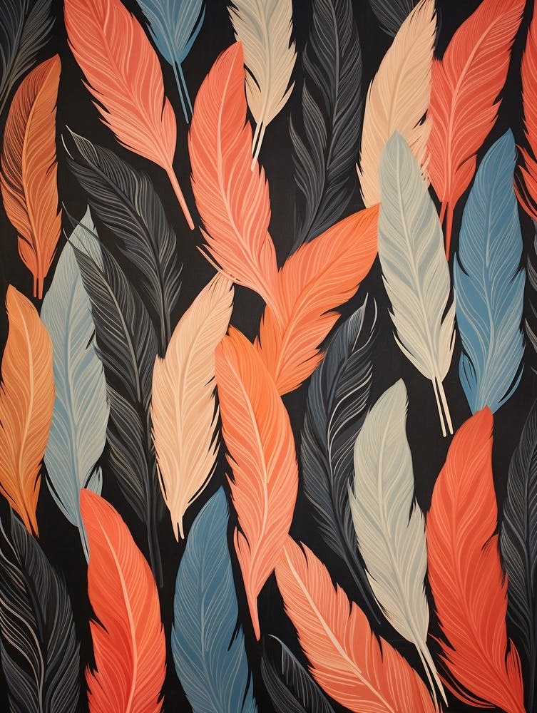 Bird Pattern Linocut Style 3