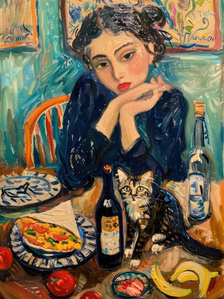 Portrait Of A Girl With Cats Eating A Burrito 2