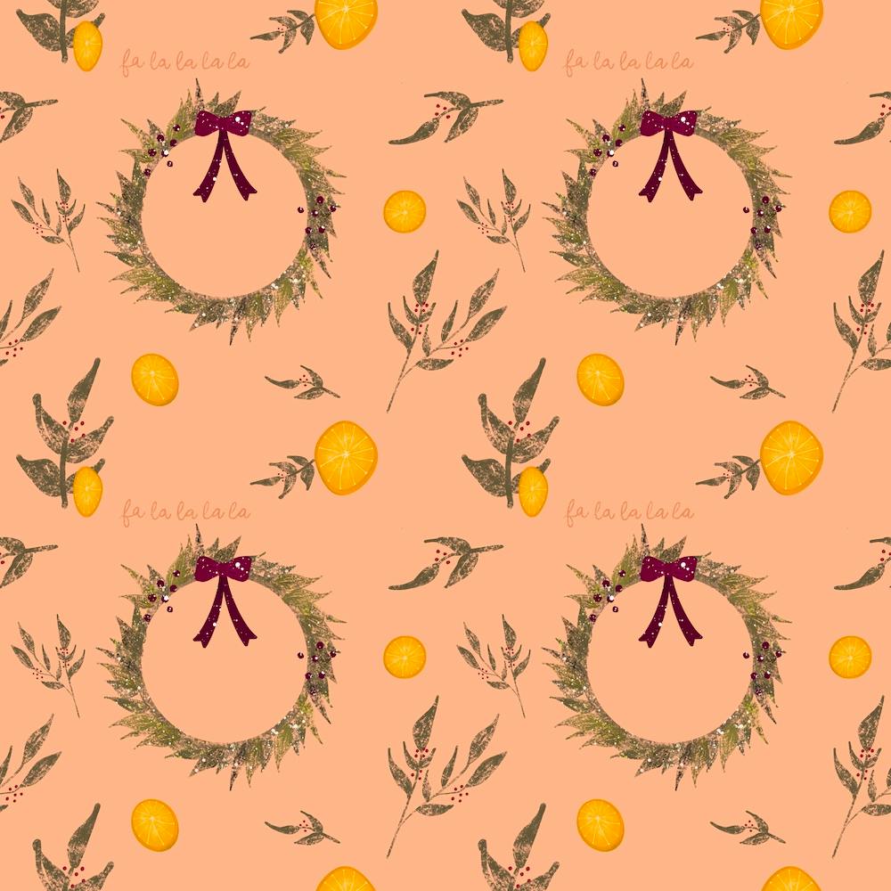 Christmas Wreaths Orange Cream