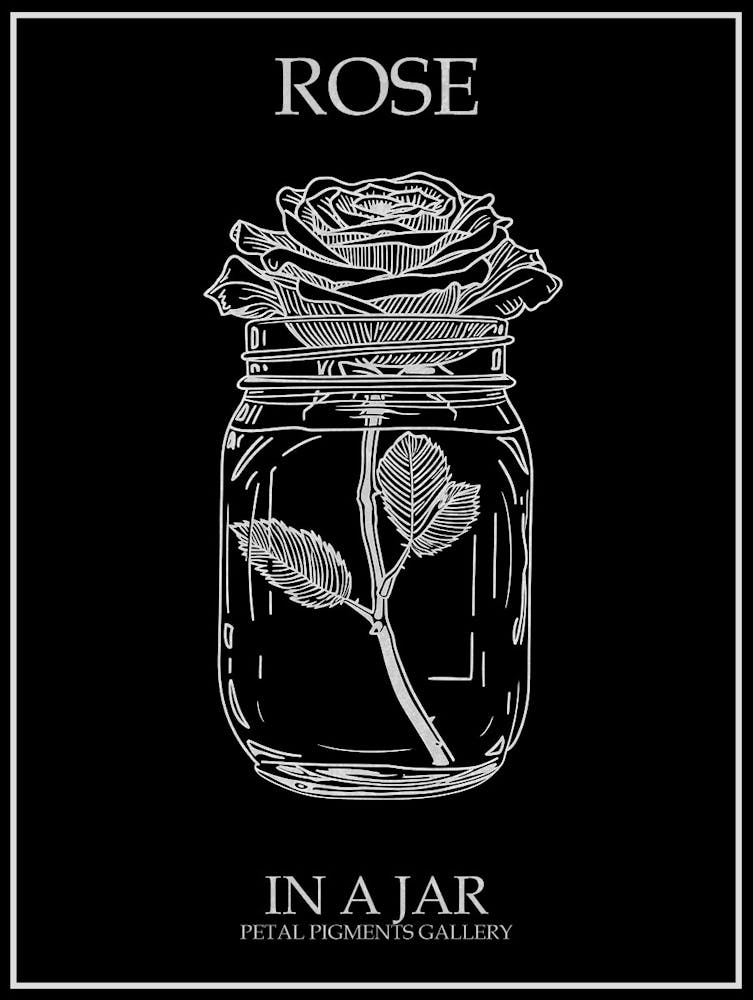 Rose In A Jar Line Drawing 3 Poster Inverted