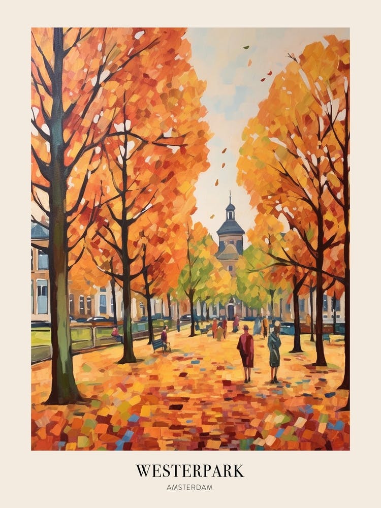 Autumn City Park Painting Westerpark Amsterdam Netherlands 1 Poster