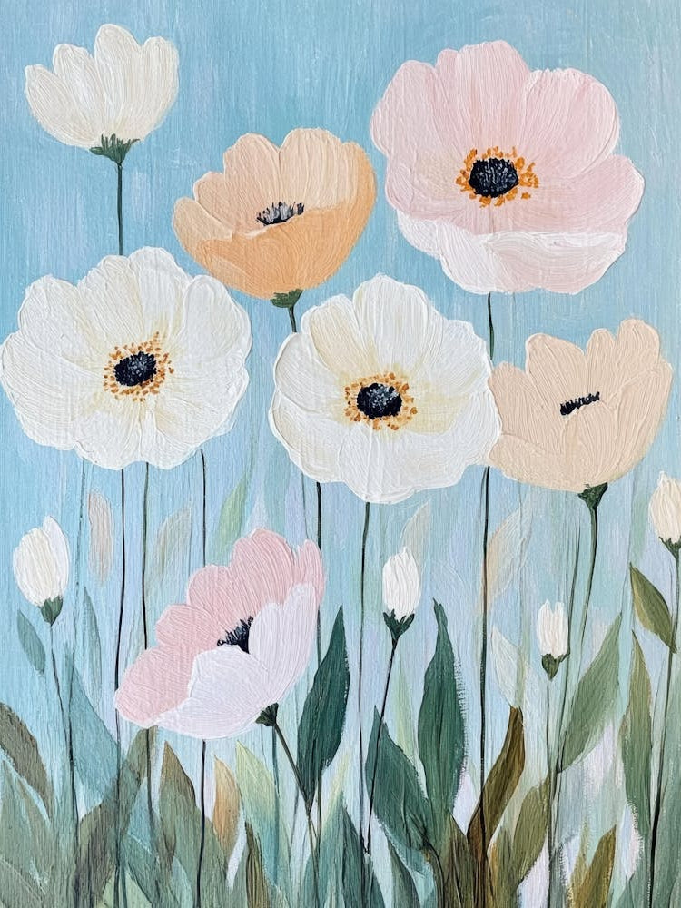 Pink And White Poppies