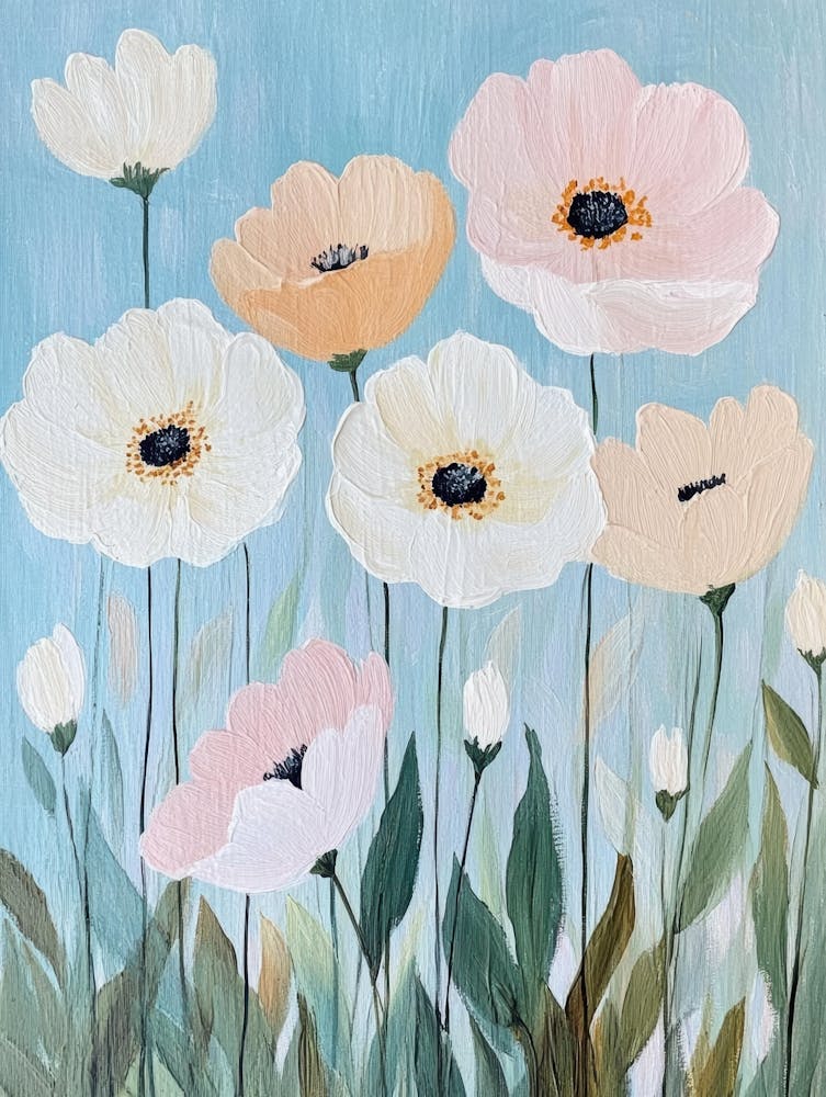 Pink And White Poppies