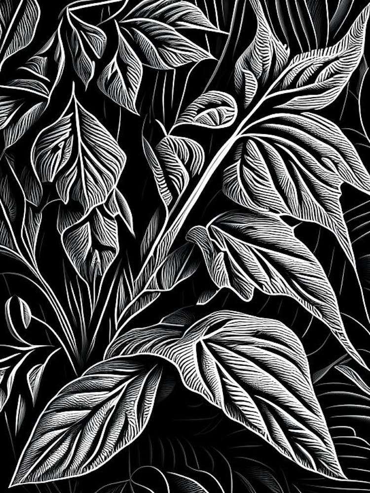 Peppermint Leaf Linocut 2