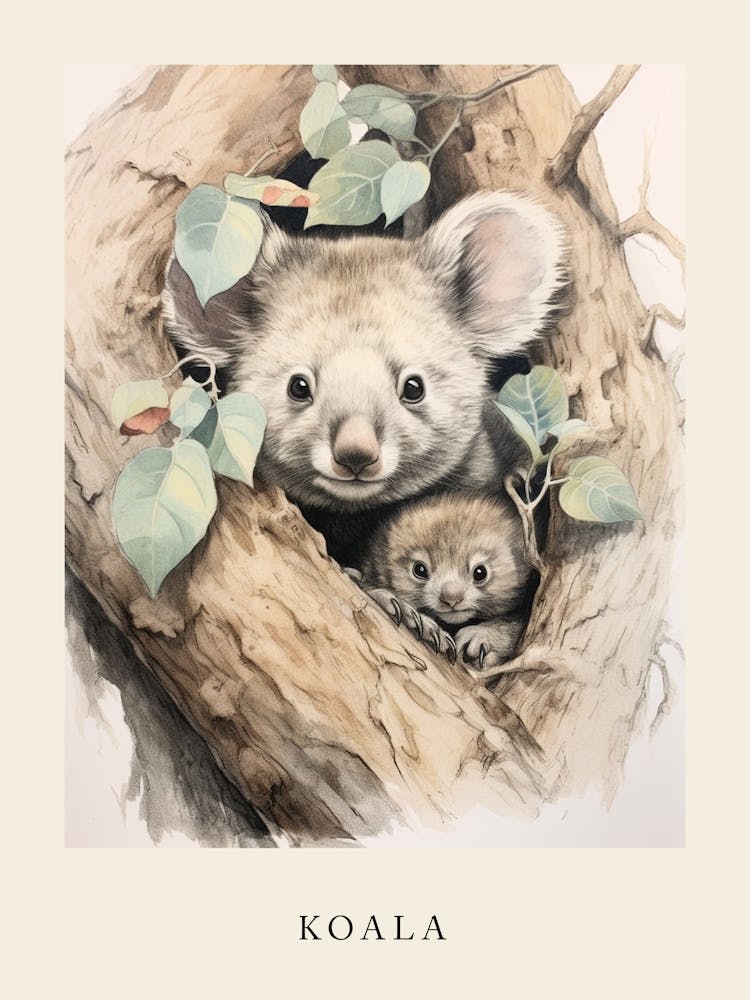 Beatrix Potter Inspired  Animal Watercolour Koala 2