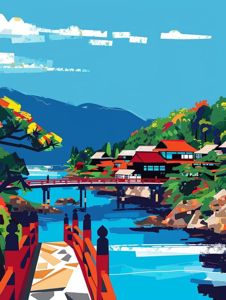 Nikko Japan 5 Farbenfrohe Illustration