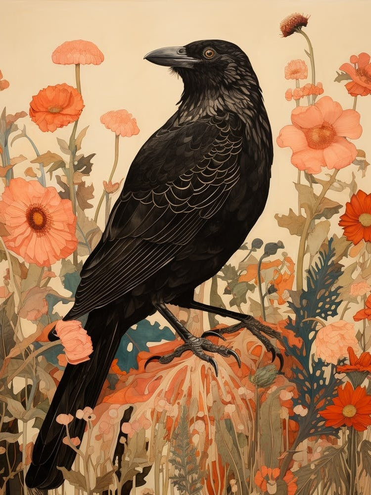 Raven 2 Detailed Bird Painting