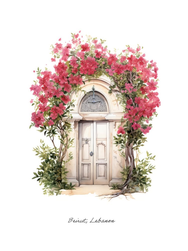 Beirut, Lebanon   Mediterranean Doors Watercolour Painting 2 Poster