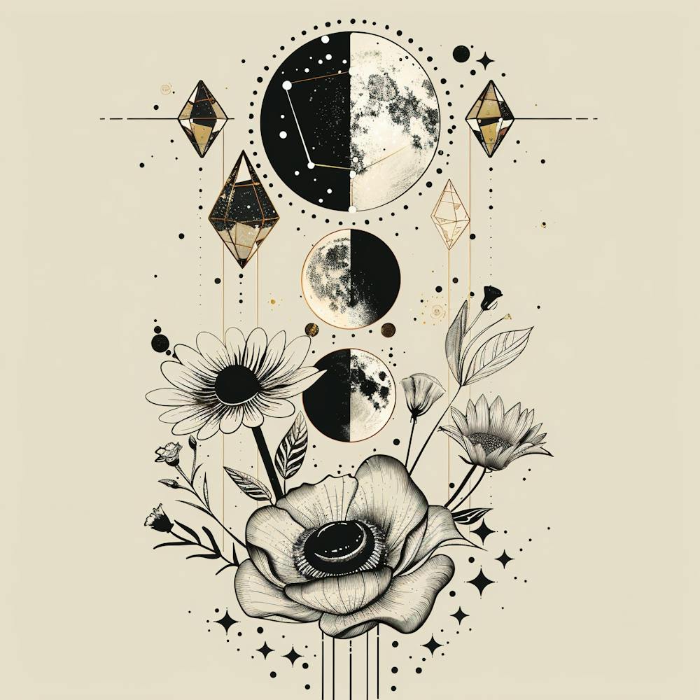 Minimalist Boho Celestial Moon 21