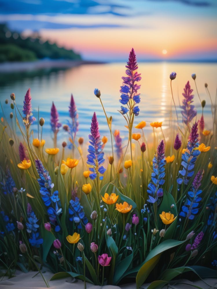 Wildflowers At Sunset