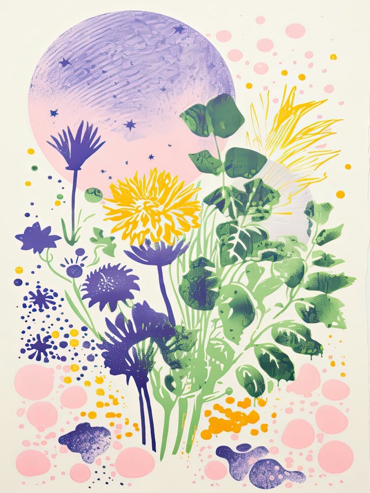 Abstrakt Botanisch Risograph Stil 5