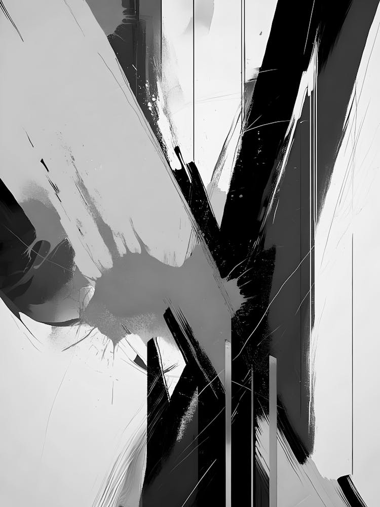 Abstract Black And White Painting 53