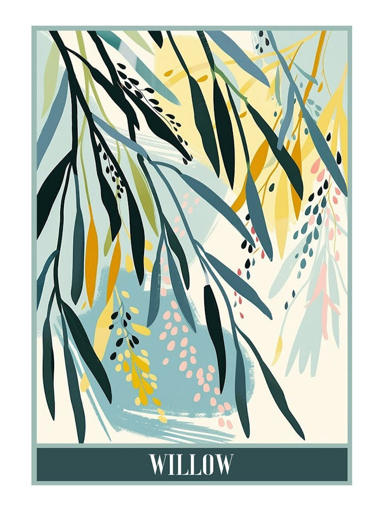 Willow Tree Flat Illustration 8 Poster