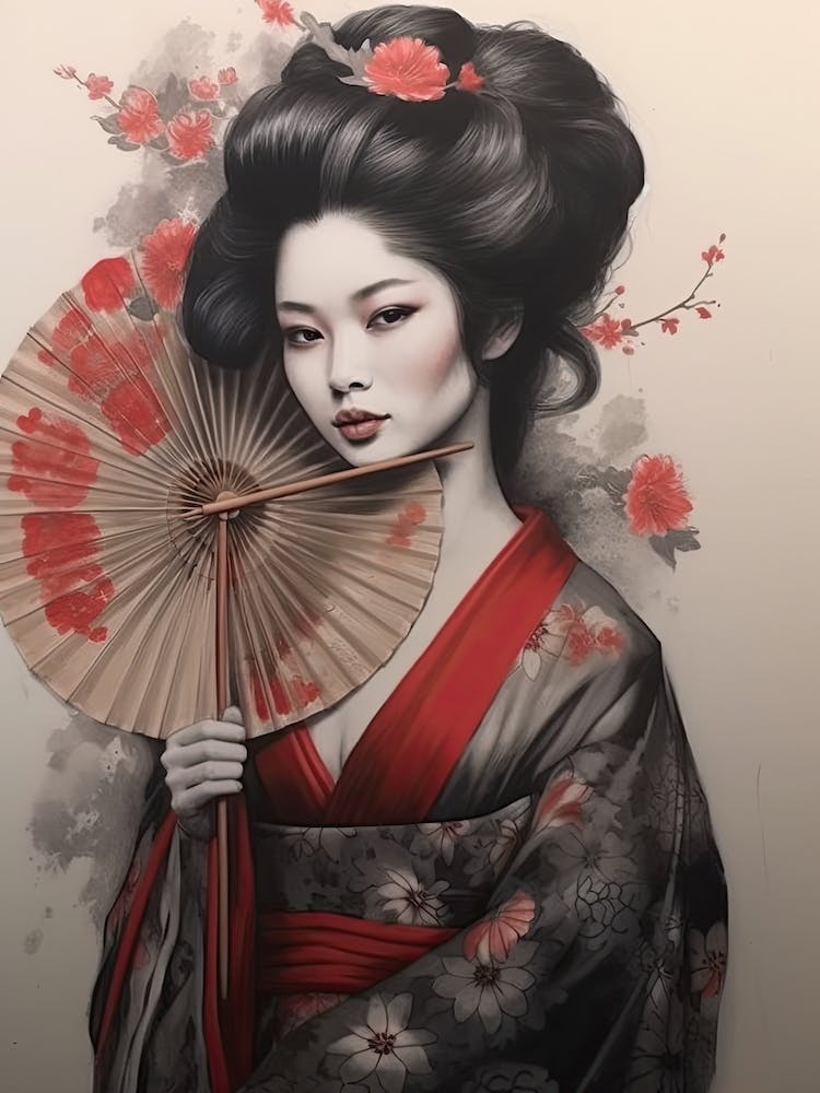 Geisha Realistic Drawing 6