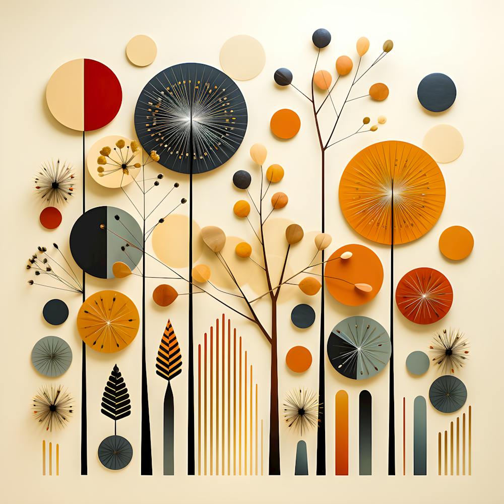 Nature-Inspired Wall Art: Minimalist Geometric Design with Warm Colors