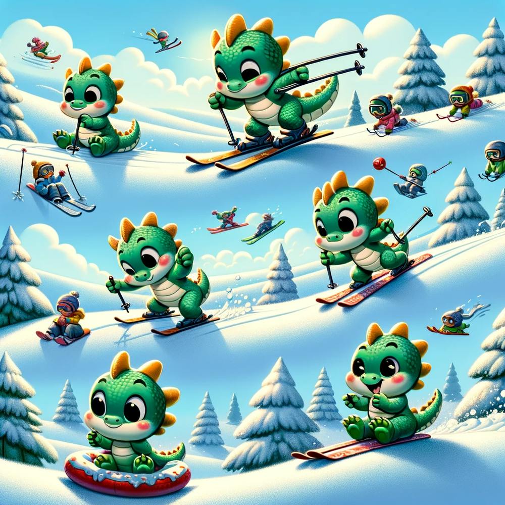 kleiner Drache Skifahren 2