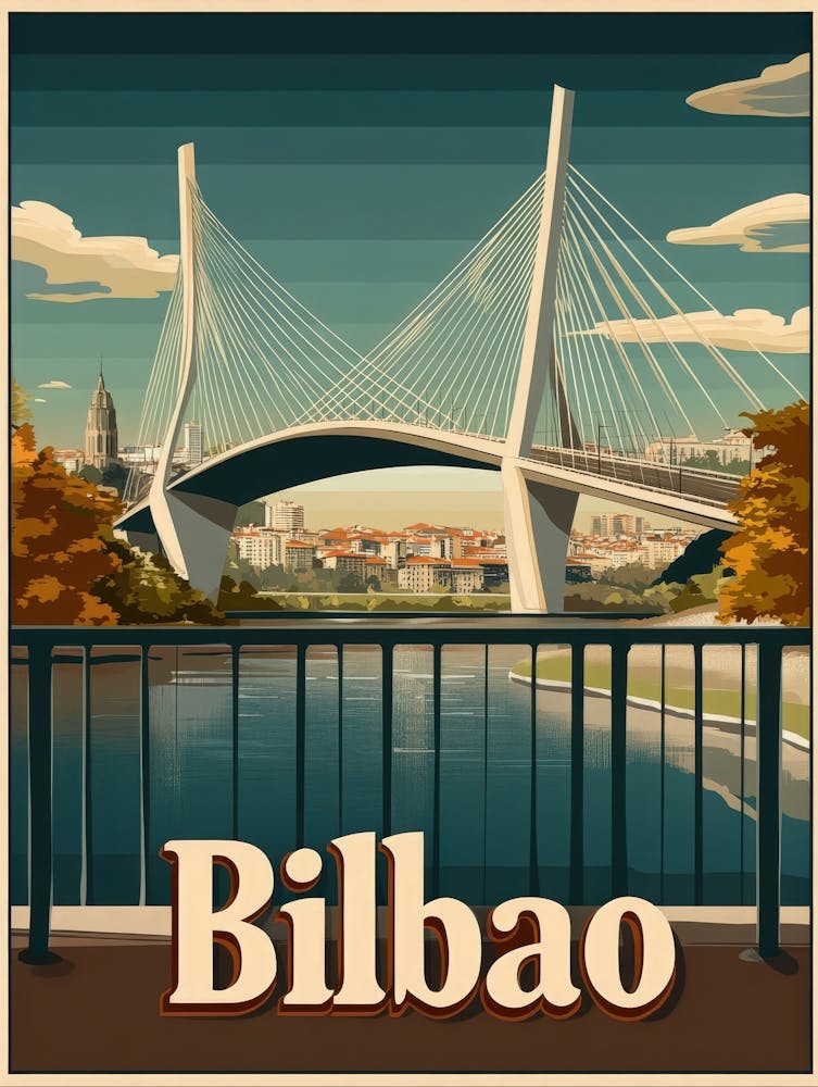 Aihrgdesign A Retro Travel Poster For Bilbao Featuring The Ma 6e8f8f13 6e40 4b20 A3e5 3c7debb8cf15 1