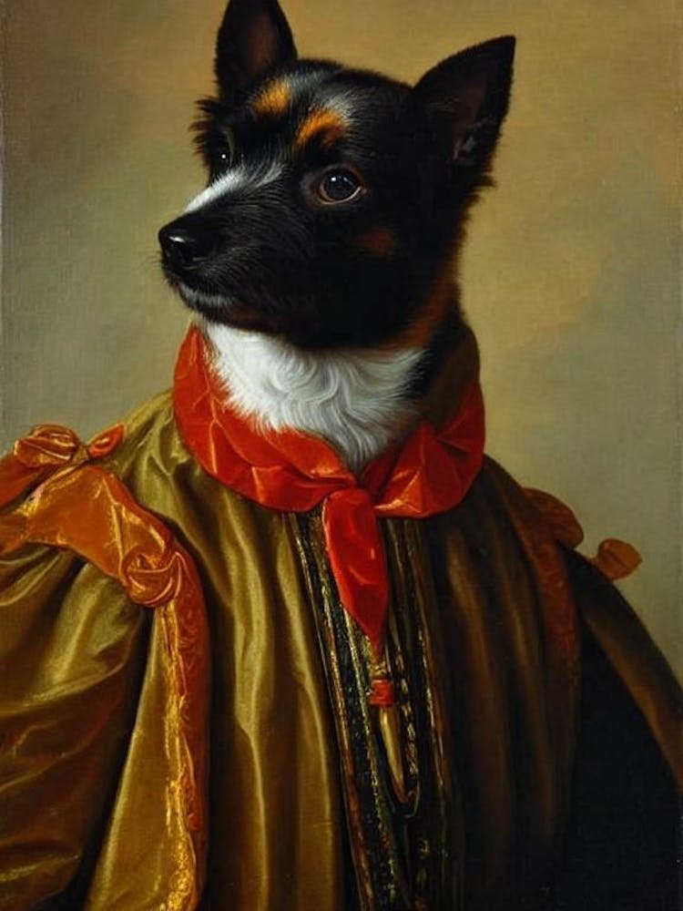 Silky Terrier Renaissance Portrait Oil Painting