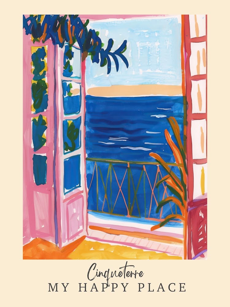 My Happy Place Cinqueterre 1 Travel Poster